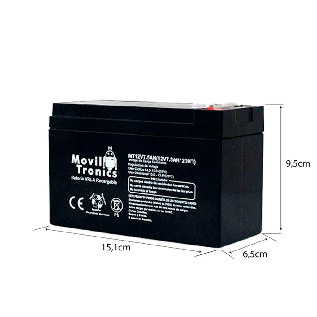 Batería seca 12V 7,5AH VRLA Libre de Mantenimiento