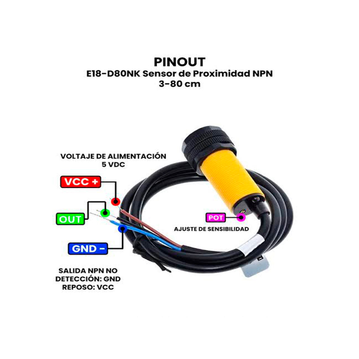 Sensor Infrarrojo 3-80cm E18 Fotoeléctrico