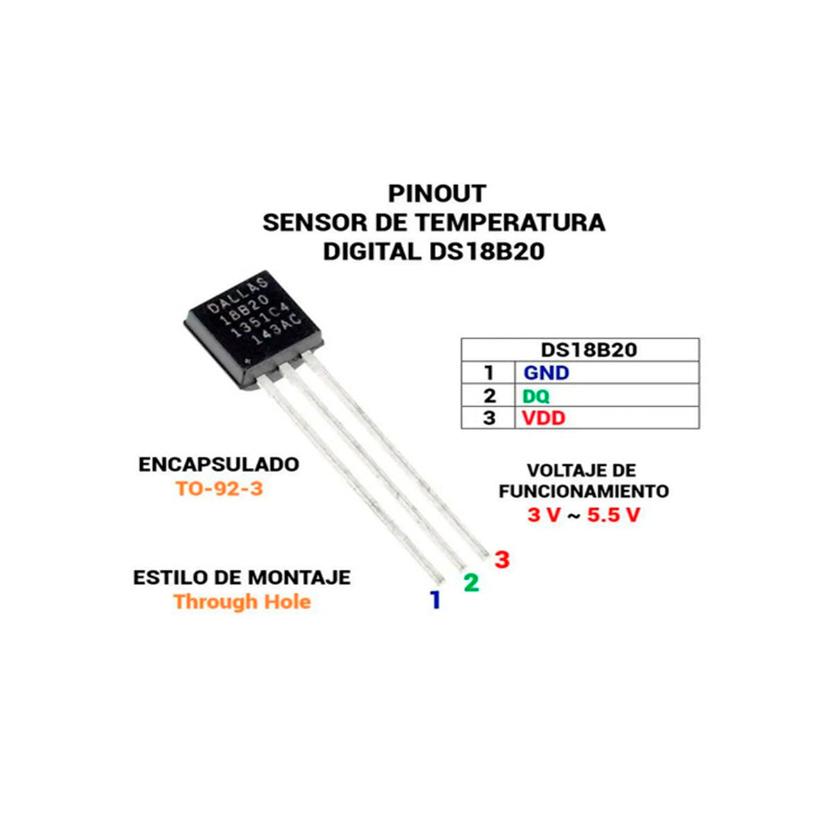 Sensor Temperatura DS18B20 TO92