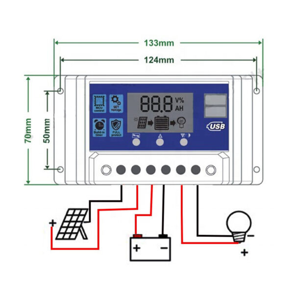 Controlador Solar PWM 12/24