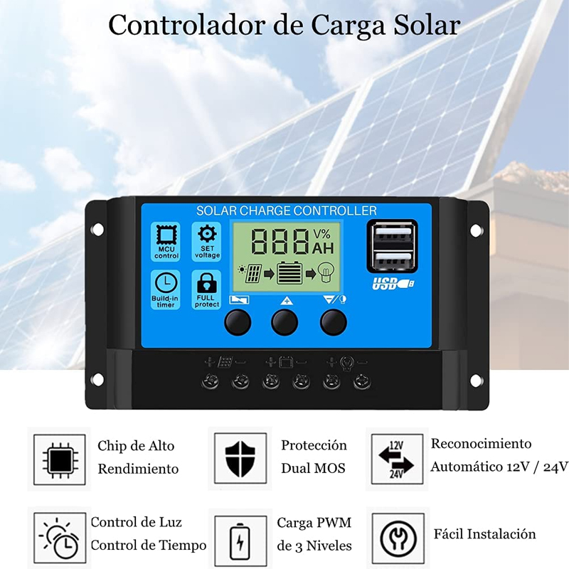 Controlador Solar PWM 12/24